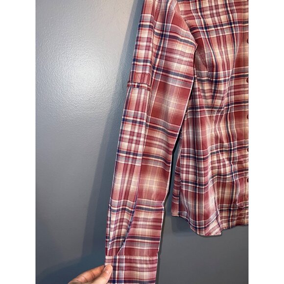 Women’s Duluth Trading Co Lightweight Maroon Plaid Vented ButtonUp Sz XS Outdoor - Picture 3 of 6